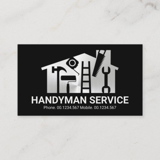 Silver Home Handyman Tools Builder Visitekaartje (Voorkant)