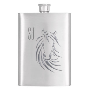 Silver Horse Head Monogram Heupfles