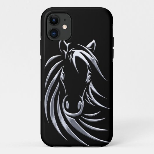Silver Horse Head op Black Case-Mate iPhone Case (Achterkant)