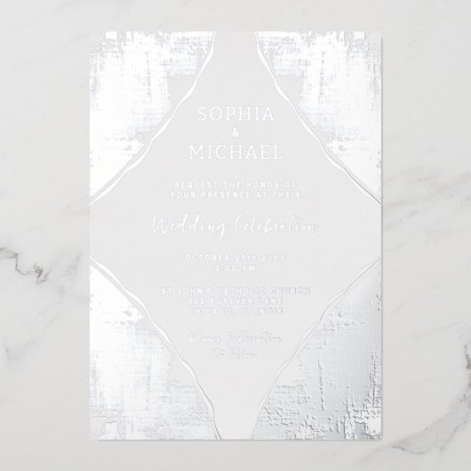 Silver Ice Élégant Mariage Invitation photo hiver (Recto)