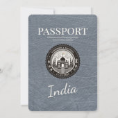 Silver India Passport Wedding Invitation Kaart (Achterkant)