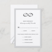 Silver Infinity Hand Clasp Couple Monogram Weddens RSVP Kaartje (Voorkant / Achterkant)