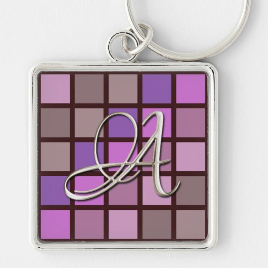 Silver Initiaal Color Block Sleutelhanger (Voorkant)