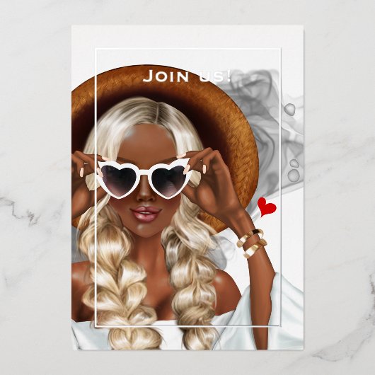 Silver Ink Bachelorette Party Folie Uitnodiging (Voorkant)