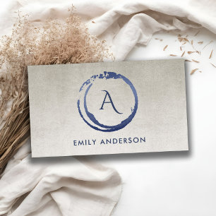SILVER INK BLUE BRUSH MARK CIRCLE LOGO MONOGRAM VISITEKAARTJE