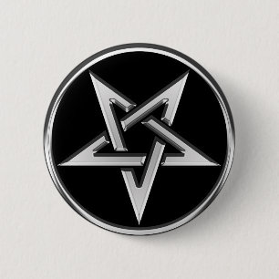 Silver Inverted Pentagram Ronde Button 5,7 Cm