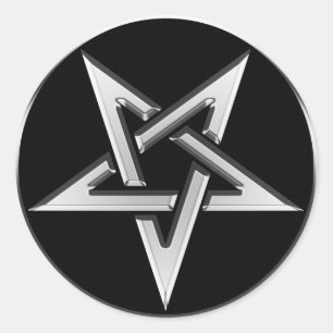 Silver Inverted Pentagram Ronde Sticker