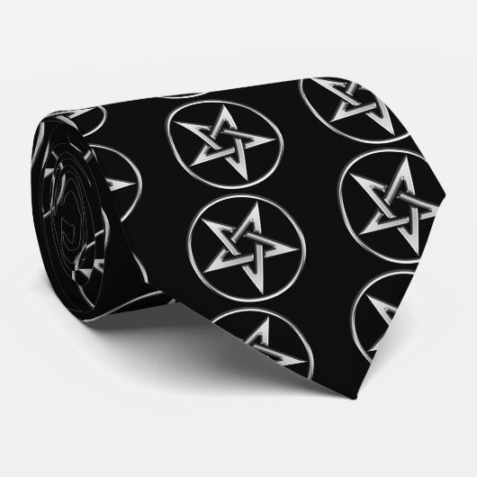 Silver Inverted Pentagram Stropdas (Opgerold)