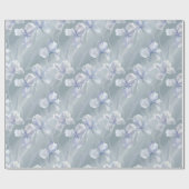 Silver Iris Floral 25e bruiloft Jubileum Cadeaupapier (Vlak)