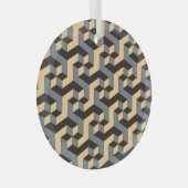 Silver Ivory Geometrische Complex Tegel Glas Ornament (Voorkant Rechts)