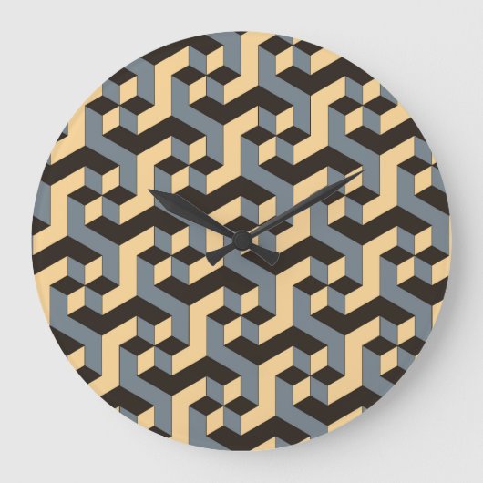Silver Ivory Geometrische Complex Tegel Grote Klok (Voorkant)