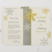 Silver Ivory Gold Snowflake Winter Wedding Program (Voorkant / Achterkant)
