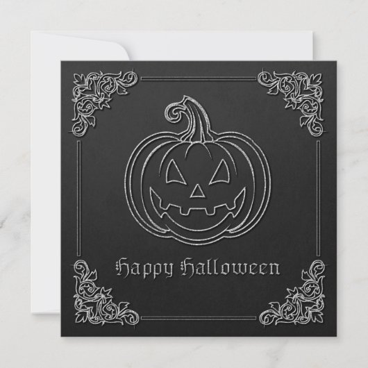 Silver Jack O' Lantern Halloween Kaart (Voorkant)