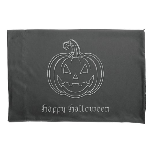 Silver Jack O' Lantern Halloween Kussensloop (Voorkant)