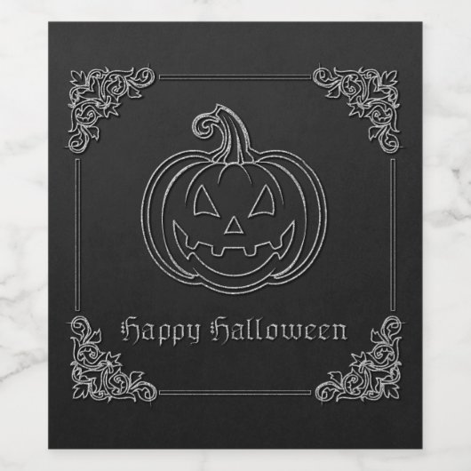 Silver Jack O' Lantern Halloween Wijn Etiket (Enkel label)