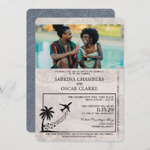 Silver Jamaica Passport Wedding Invitation Kaart