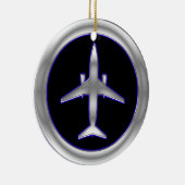Silver Jet Vliegtuig Keramisch Ornament (Rechts)