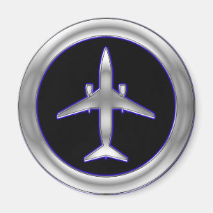 Silver Jet Vliegtuig Magneet