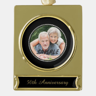 Silver Jewel Golden Wedding Jubileum Foto Verguld Banner Ornament