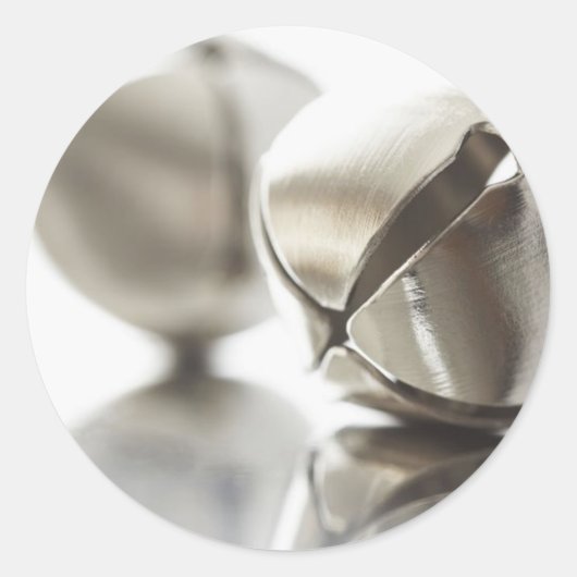 Silver Jingle Bells Ronde Sticker (Voorkant)