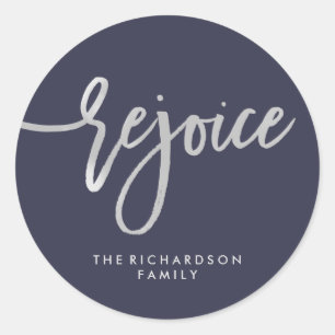 Silver Joice   Modern Script op Midnight Blue Ronde Sticker