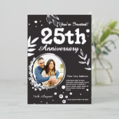 Silver Jubilee Hearts 25th Wedding Jubileum Folie Feestdagenkaart (Staand Voorkant)