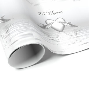 Silver Jubileum Dolphins en Heart Cadeaupapier