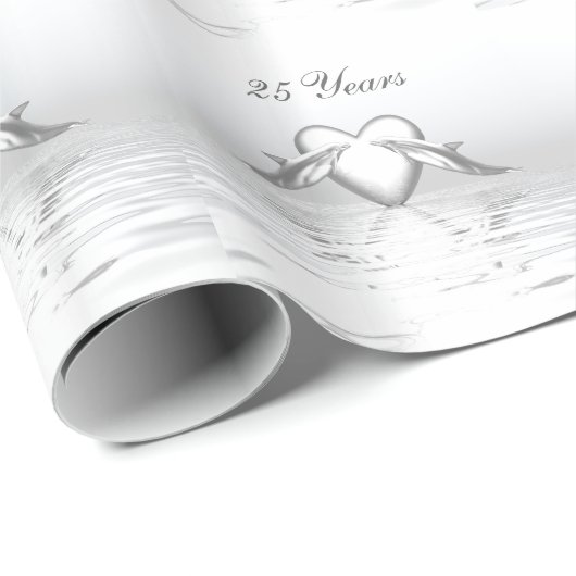 Silver Jubileum Dolphins en Heart Cadeaupapier (Rol Hoek)