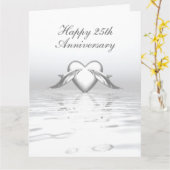 Silver Jubileum Dolphins en Heart Kaart (Gele Bloem)