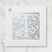 Silver Jubileum, verlicht, letter T Monogram Bedankjes Labels (Voorkant)