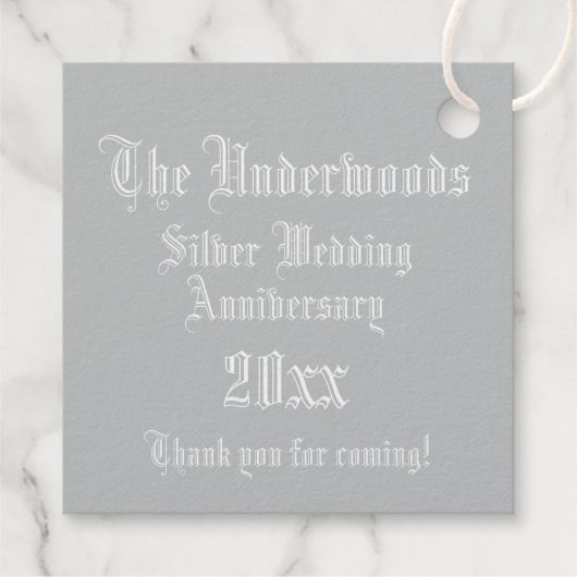 Silver Jubileum verlicht Letter U Monogram Bedankjes Labels (Achterkant)