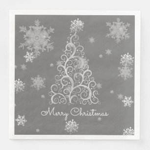 Silver kerstboom en snowflakes papier servet