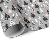 Silver kerstboompatroon cadeaupapier (Rol Hoek)