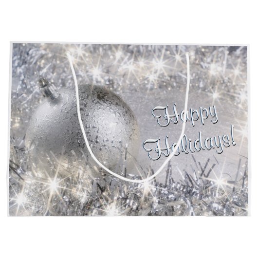 Silver-kersttas met groot cadeau large cadeautasje (Achterkant)