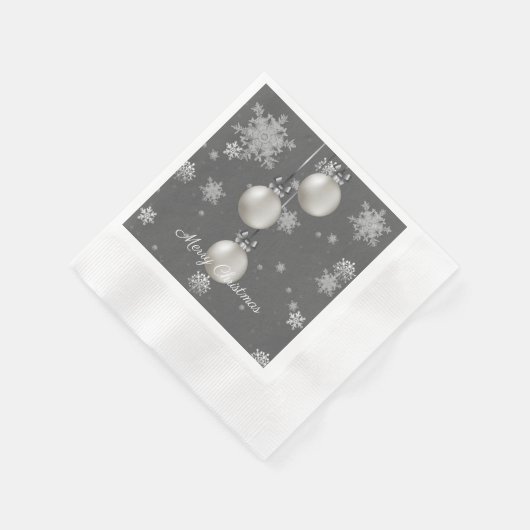 Silver Kerstversieringspapier Napkin Servet (Hoek)