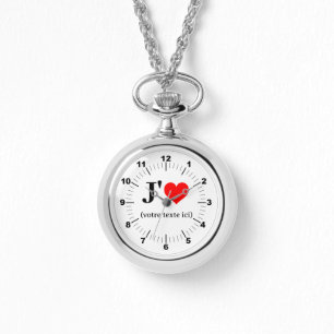 Silver Ketting Watch - Custom I Heart