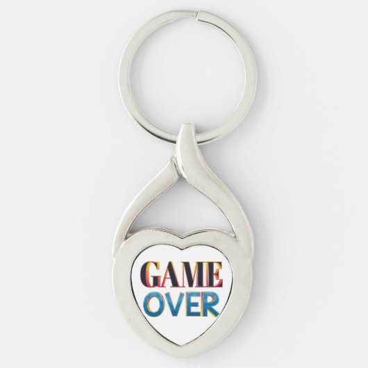 Silver keychain with "Game Over" text in bold (Voorkant)