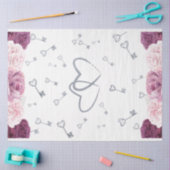 Silver Keys & Hearts Floral Weddenschap Tissuepapier (Craft)