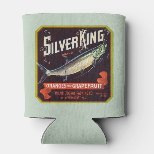 Silver King Merk Sinaasappels en Grapefruit Label Blikjeskoeler (Achterkant)
