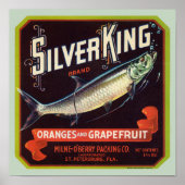 Silver King Merk Sinaasappels en Grapefruit Label Poster (Voorkant)
