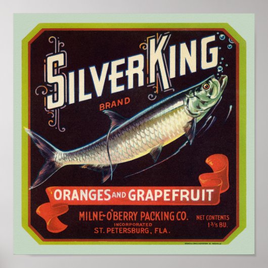 Silver King Merk Sinaasappels en Grapefruit Label Poster (Voorkant)