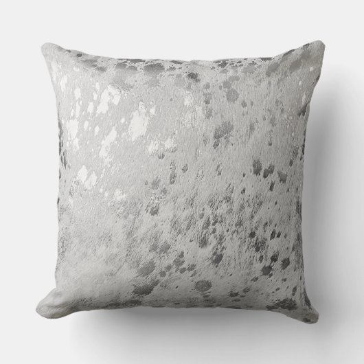 Silver Koeienhuid Print Metallic Scatter Kussen (Voorkant)
