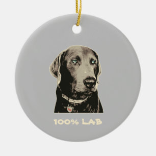 Silver Lab 100% Labrador Ceramic Ornament