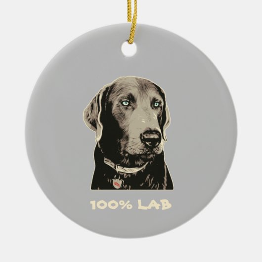 Silver Lab 100% Labrador Ceramic Ornament (Voorkant)