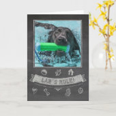 Silver Lab Chalkboard Verjaardag Kaart (Gele Bloem)