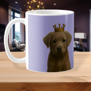 Silver Labrador Puppy in Gold Crown Schattige Koffiemok