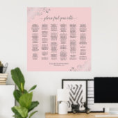 Silver Lace Blush Pink Alfabetical Seating Chart Poster (Thuiskantoor)