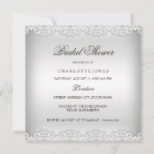  Silver Lace & Bow Bridal Shower-uitnodiging Kaart (Achterkant)