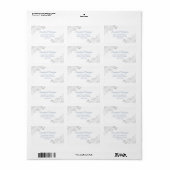 Silver Lace Dusty Blue op White Wedding Address Etiket (Full Sheet)