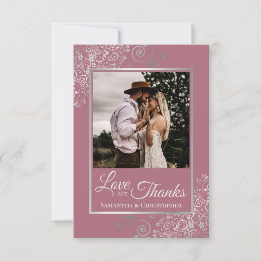 Silver Lace Dusty Roos Pink Love & Bedankt Weddens (Voorkant)